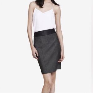 Express Gray Pencil Suit Skirt with Black Vegan Leather Y2K